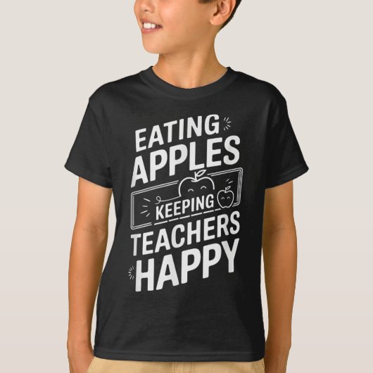 食べのリンゴの保先生は幸せ Tシャツ (正面)