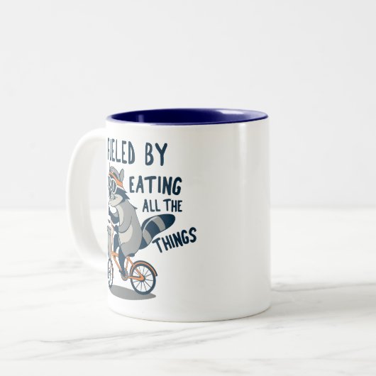 食べの全てのものレークーンサイクリング ツートーンマグカップ (正面左)