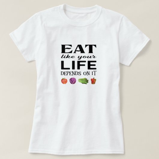 食べの命は野菜に頼る Tシャツ (デザイン正面)