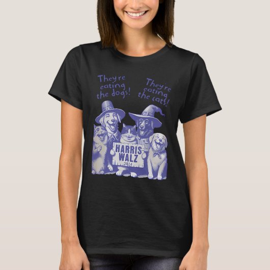 食べの犬だ!彼ら食べの猫たち!カマの投票 Tシャツ (正面)