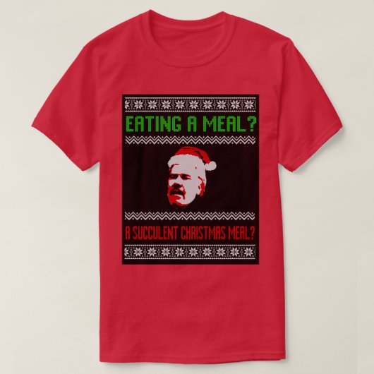 食べの食事は多肉質のクリスマスの食事である Tシャツ (デザイン正面)