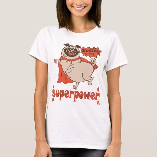 食べは私の超大国レッドクローンプグ漫画スタイル Tシャツ (正面)