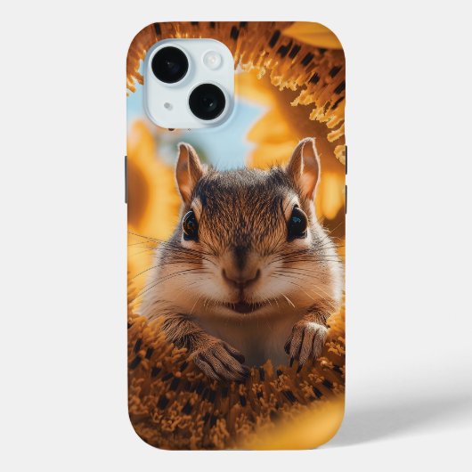 食べられたひまわりを通して覗く好奇なチップムンク Case-Mate iPhoneケース (裏面)