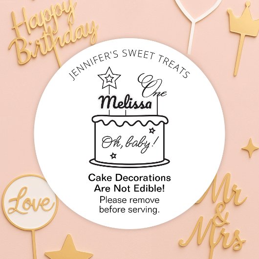 食べられないケーキ食べの警告飾り ラウンドシール