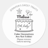 食べられないケーキ食べの警告飾り ラウンドシール (正面)
