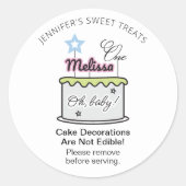 食べられないケーキ食べの警告飾り ラウンドシール (正面)