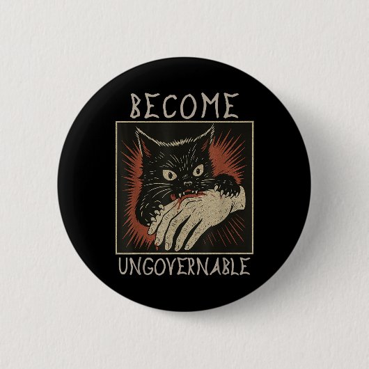 食べられない黒猫ミームおもしろい噛みハになる 缶バッジ (正面)