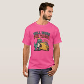 食べるためなら働く Funny Food Lover 引用 レトロ Tシャツ (正面フル)