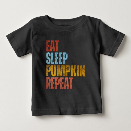 食べる寝るカボチャ繰り返し ベビーTシャツ (正面)