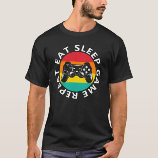 食べる寝るゲームを繰り返す Tシャツ