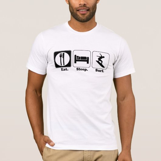 食べる寝るサーフィン Tシャツ (正面)