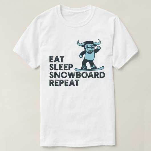 食べる寝るスノーボード繰り返す Tシャツ (デザイン正面)
