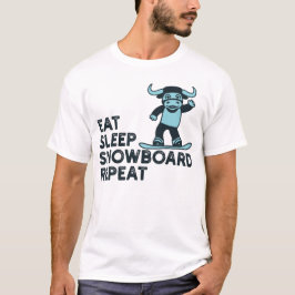 食べる寝るスノーボード繰り返す Tシャツ
