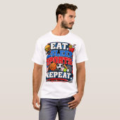 食べる寝るスポーツ繰り返す Tシャツ (正面フル)