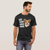 食べる寝る歩くコーギー コーギーラブ Tシャツ (正面フル)