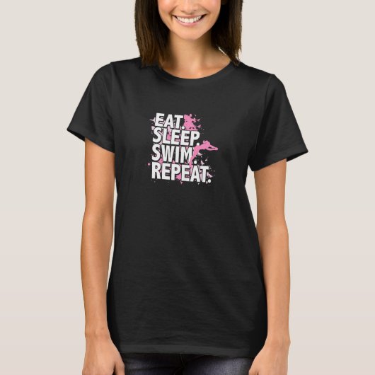 食べる寝る泳ぐ繰り返す Tシャツ (正面)