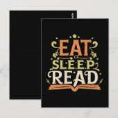 食べる寝る読書、楽しい読書 ポストカード (正面/裏面)