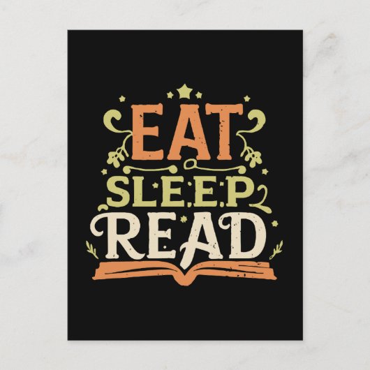 食べる寝る読書、楽しい読書 ポストカード (正面)