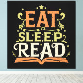 食べる寝る読書、面白い読書 キャンバスプリント (インサイチュ (ウッドフロア))