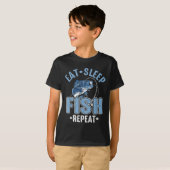 食べる寝る釣り繰り返す Tシャツ (正面フル)