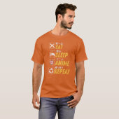 食べる・寝る・アニメ・繰り返す 笑える Tシャツ (正面フル)