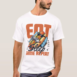 食べる、寝る、ゲームする、繰り返す Tシャツ