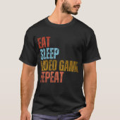 食べる・寝る・ゲーム・繰り返す Tシャツ (正面)