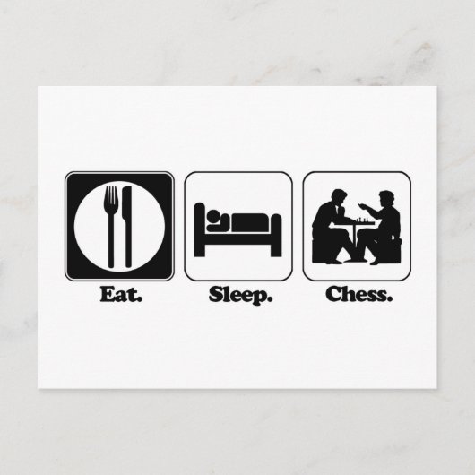 食べる 寝る チェス ポストカード (正面)