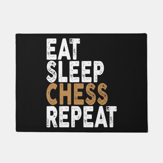 食べる 寝る チェス 繰り返す   チェス ドアマット (正面)