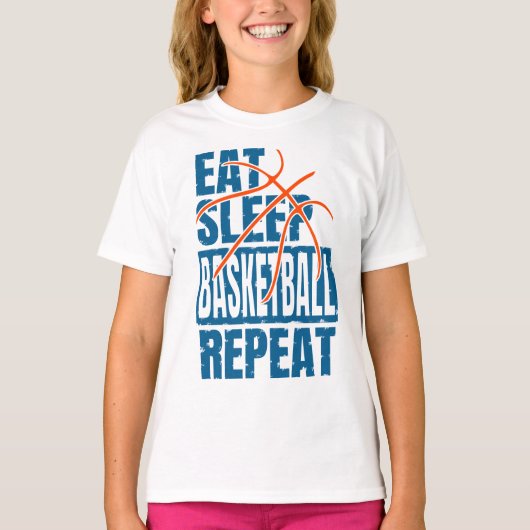 食べる・寝る・バスケを繰り返す Tシャツ (正面)
