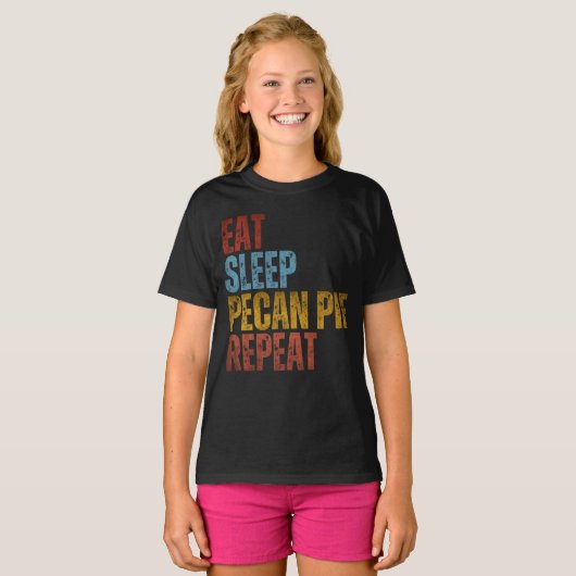 食べる・寝る・ピーカンパイ・繰り返す Tシャツ (正面フル)