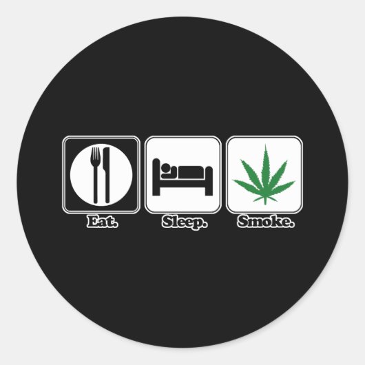食べる 寝る 大麻を吸う ラウンドシール (正面)