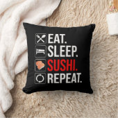 食べる。寝る。寿司。繰り返す クッション (ブランケット)