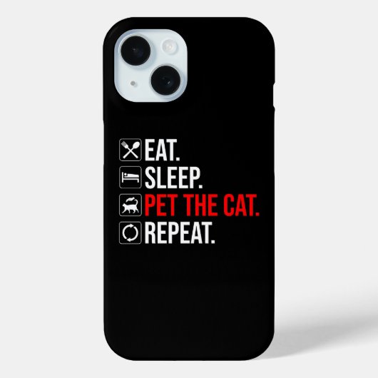 食べる。寝る。猫を撫でる。繰り返す Case-Mate iPhoneケース (裏面)