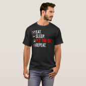食べる。寝る。猫を撫でる。繰り返す Tシャツ (正面フル)