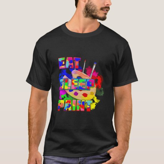 食べる 寝る 絵を描く 反復 Tシャツ (正面)