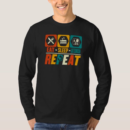 食べる 寝る 臨床検査技師 リピート 医療検査技師 Tシャツ (正面)