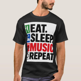 食べる・寝る・音楽・繰り返す Tシャツ