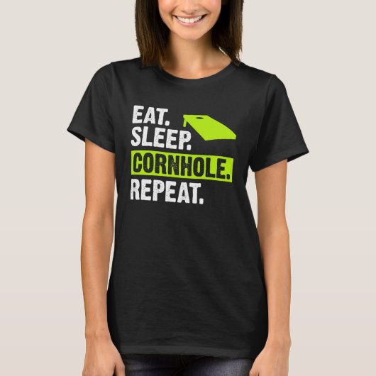 食べる 眠る コーンホール 繰り返す コーンホール チーム Tシャツ (正面)