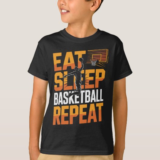 食べる 眠る スケッチ 繰り返す Tシャツ (正面)
