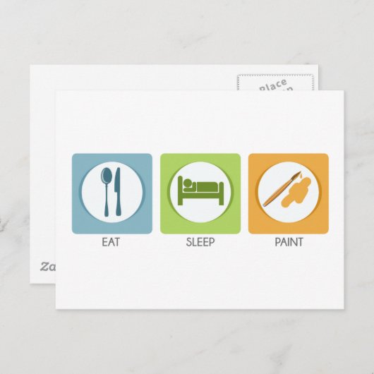 食べる 眠る 絵を描く ポストカード (正面/裏面)
