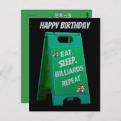 食べる 睡る ビリヤード 繰り返す プラスチック サイン 緑 ポストカード (正面/裏面)