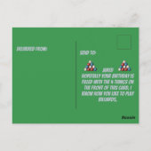 食べる 睡る ビリヤード 繰り返す プラスチック サイン 緑 ポストカード (裏面)