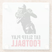 食べる 睡る 遊ぶ ブラック＆ホワイト フットボール ポップアート ガラスコースター (裏面)