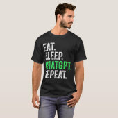 食べる 睡る Chatgpt 繰り返す Tシャツ (正面フル)