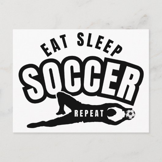 食べる 睡眠 サッカー 繰り返す ポストカード (正面)