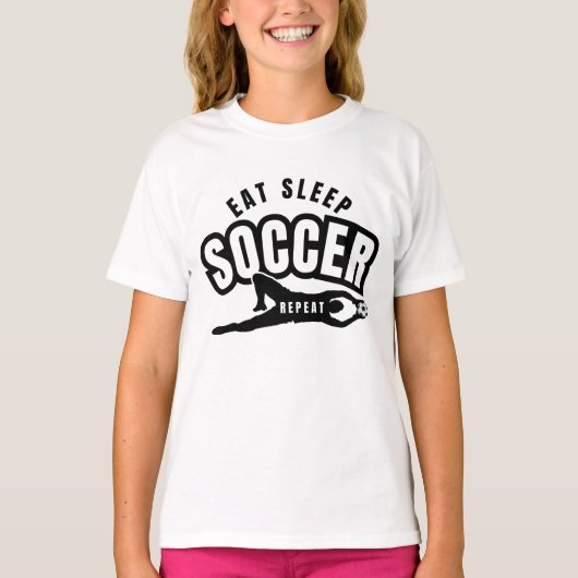 食べる 睡眠 サッカー 繰り返す Tシャツ (正面)