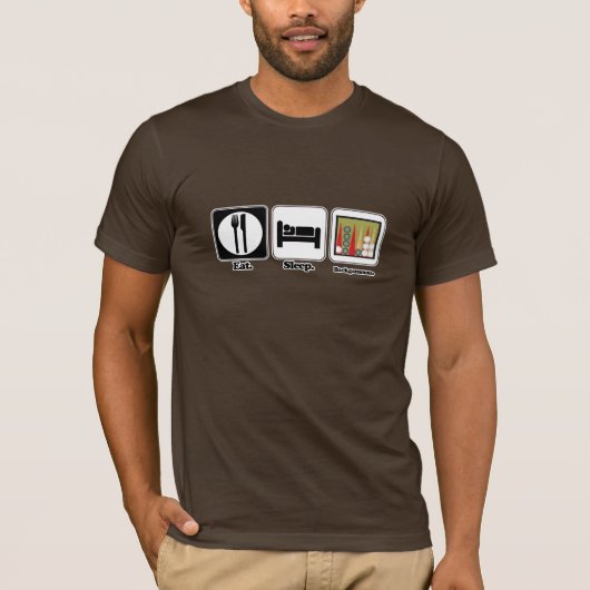 食べる 睡眠 バックギャモン Tシャツ (正面)