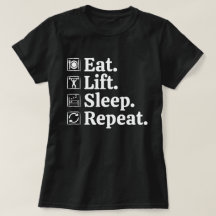 食べる 筋トレ 寝る 繰り返す ジム トレーニング Tシャツ