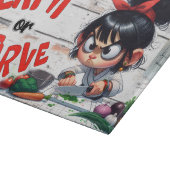 「食べろ、でないと餓死だ」料理風刺漫画アート カッティングボード (角)